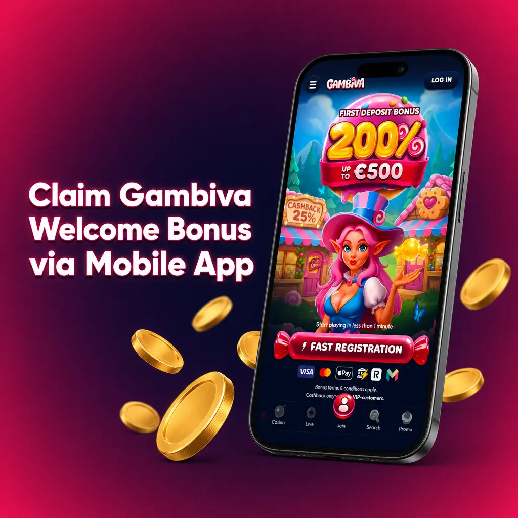 Claim your Gambiva welcome bonus by downloading the mobile app, registering, and making a deposit in minutes.