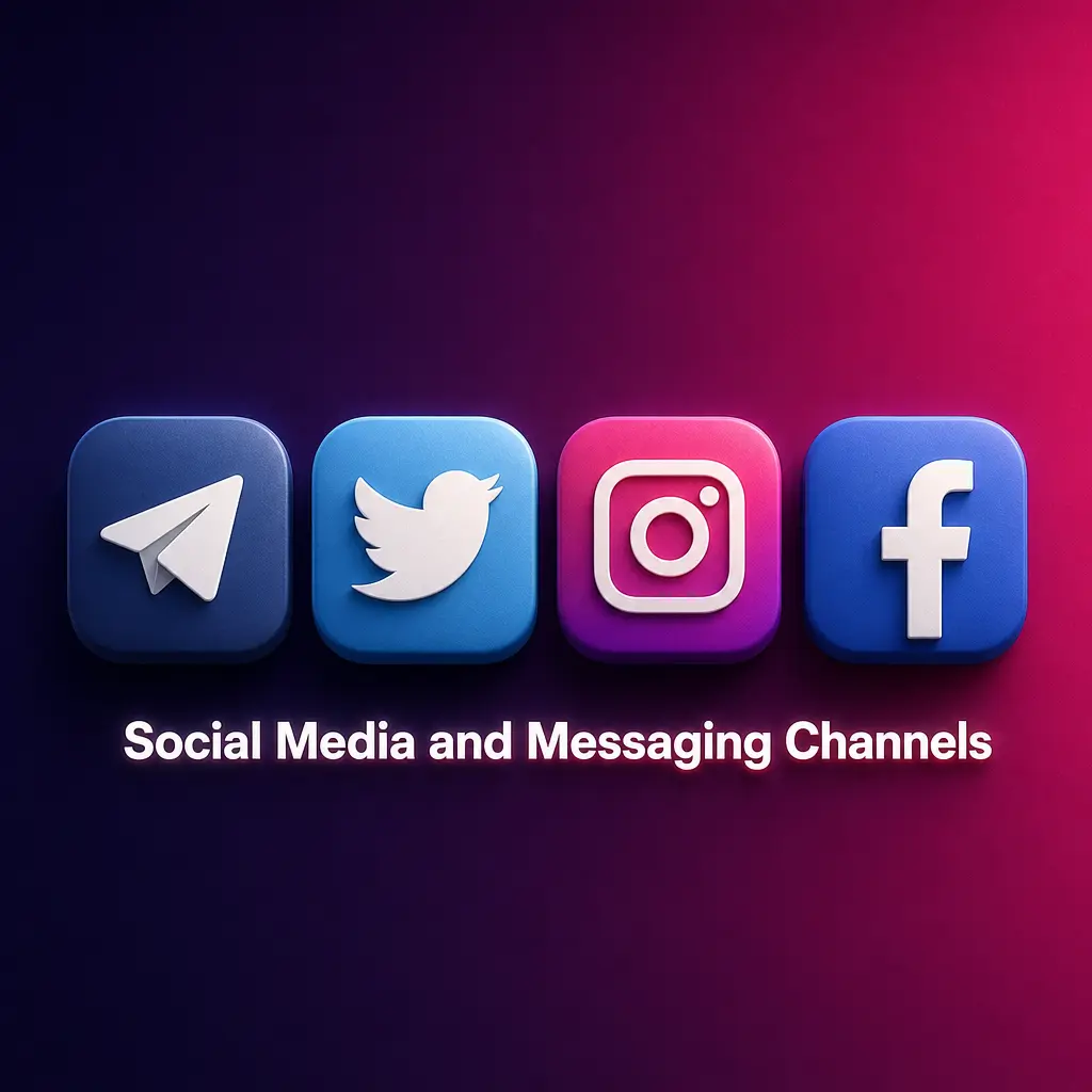 Gambiva social media and messaging channels for general queries, feedback, and updates via official footer links