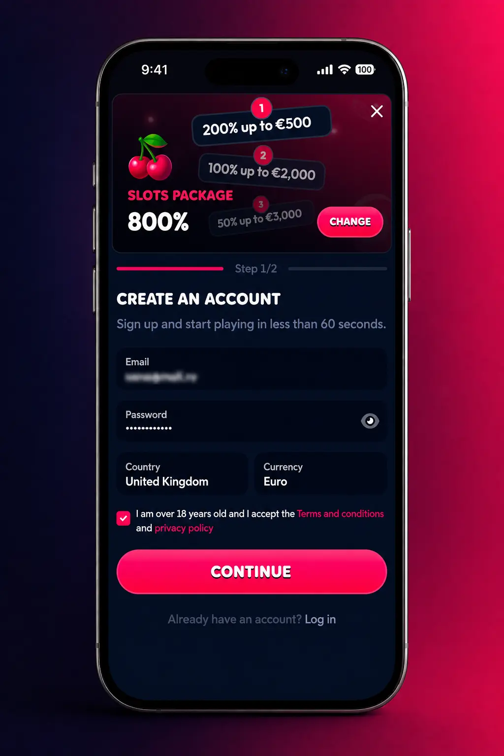 Step-by-step screenshot showing how to register and claim the Gambiva welcome bonus on the website