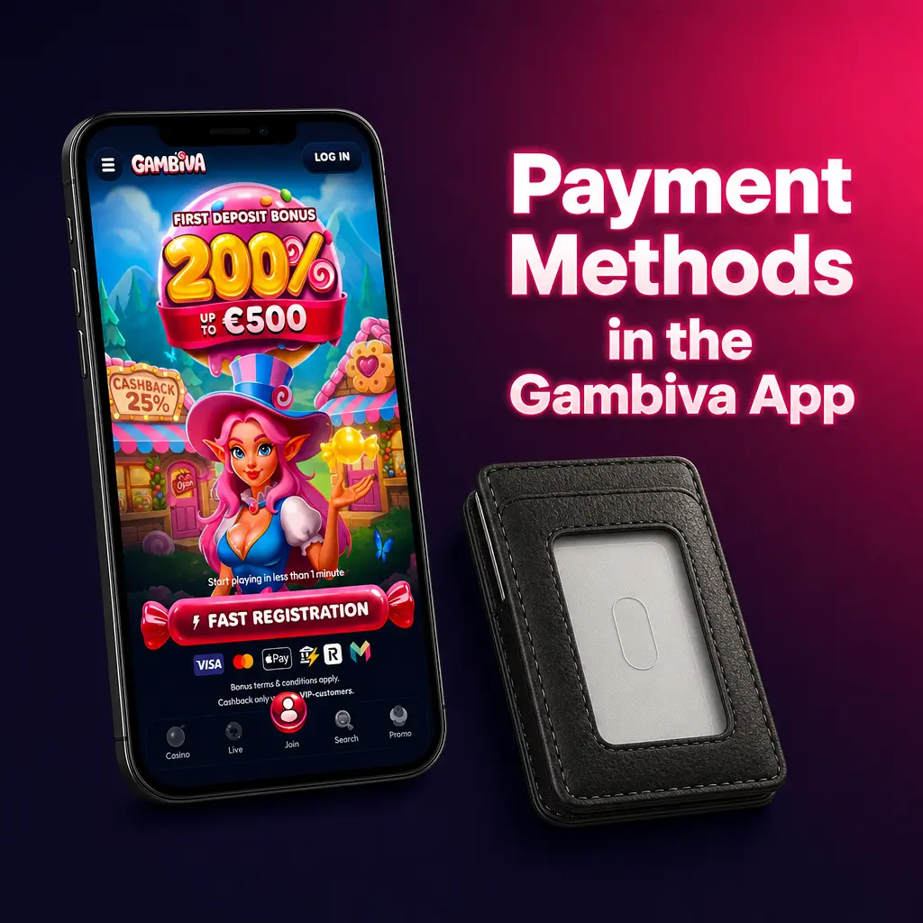 Payment methods in the Gambiva app: Visa, Mastercard, Skrill, Neteller, Bitcoin, Ethereum and Bank Transfer options for UK players